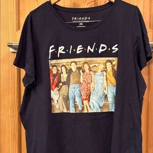 VNTG FRIENDS Navy Graphic Tee with White Logo Print Sz XXL